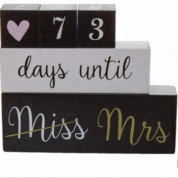 6 pièces bloc de bois mariage jour compte à rebours calendrier