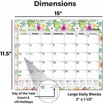 Großhandel kundenspezifischer Druck Spiraldraht O Wand Monatskalender