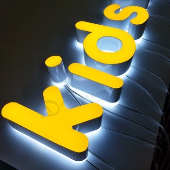 Panneau de porte fabriqué en usine Couvercle inférieur en acrylique Lettres lumineuses Mots époxy