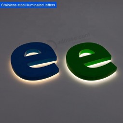 Rétroéclairé Mini Acrylique sous-sol Logo Luminescent Police Enseigne De Magasin Signe De Lettre Lumineux En Acier Inoxydable