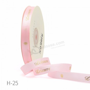 custom printed pink polyester satin ribbon