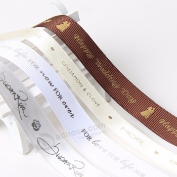 Vente en gros personnalisé personnalisé logo de marque imprimé ruban gros-grain satiné