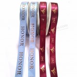 Ruban de satin polyester imprimé feuille d’or personnalisé avec logo