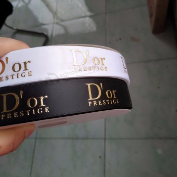 Feuille d’or personnalisée imprimé logo 3d cadeau ruban de satin polyester