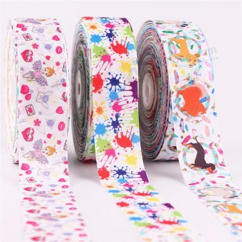 Chine fournisseur en gros 25mm pas cher gros-grain ruban, crème glacée enfants ruban imprimé