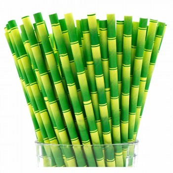 Personnalisé Firut Impression Pièce Décoration Compostable Boisson Bambou Papier Paille