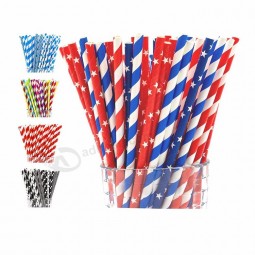 Amazon Top Seller 2019 FDA-zugelassenes Papierstroh biologisch abbaubares gestreiftes Papierstroh zum Trinken