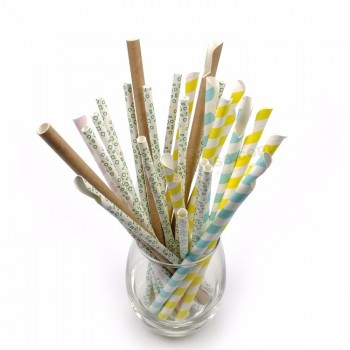 Gorlando Kraft Cuillère en papier Paille Milkshake Pailles Boire Paille en papier