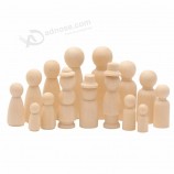Vente en gros non fini blanc en bois personnes peg poupées figurines en bois Mini personnes jouets