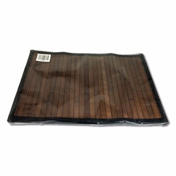 elegante largo ripas bambu placemat borda marrom escuro sustentável simplicidade talheres bambu tablemat decoração isolamento