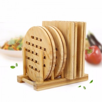 Accessoires de cuisine Set de table antidérapant en bois de qualité alimentaire, coussins chauffants, tapis de table en bambou