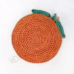 可生物降解的餐具秸秆编织圆形天然藤制餐垫
