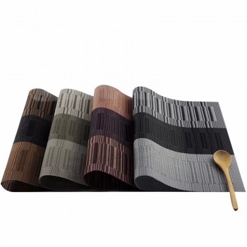 Venta al por mayor muchos colores PVC patrón de bambú mesa de comedor estera restaurante decoración mesa de café manteles individuales