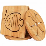 Manique en bois Résistant à la chaleurTapis de table Trivet Set de table en bambou