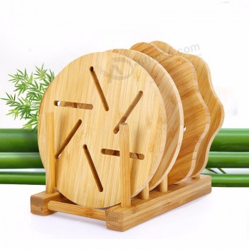 Accessoires de cuisine Set de table de salle à manger antidérapant en bois, coussins chauffants de qualité alimentaire, tapis de table en bambou
