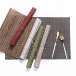 Hôtel Western Napperon en PVC de style européen Logo personnalisé Bambou motif Isolation thermique Teslin Table à manger Mat Set de table