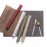 Hotel mantel occidental estilo europeo mantel de PVC logotipo personalizado patrón de bambú aislamiento térmico teslin mesa de comedor mantel individual