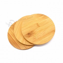 100％天然定制厨房圆形茶杯垫套装竹木餐垫杯垫作为饮料