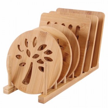 Sous-verres de napperon antidérapants de cuisine multifonctionnelle personnalisés, tapis de table en bambou résistant à la chaleur épaissi pour pot / bol / assiette / tasse