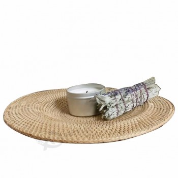 Оптовая Вьетнам натуральный круглой формы плетеный бамбук из ротанга placemat Для жаропрочных обеденный стол