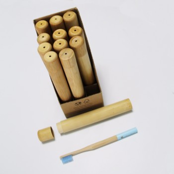 OEM available portable bamboo toothbrush tube case