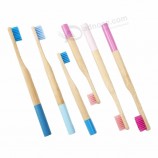 Vente en gros de poils de bambou respectueux de l’environnement recyclable sans BPA paquet de 4 biodégradable végétalien FDA brosse à dents ronde en bambou biologique
