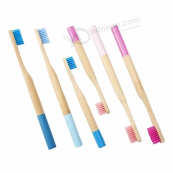 Vente en gros de poils de bambou respectueux de l’environnement recyclable sans BPA paquet de 4 biodégradable végétalien FDA brosse à dents ronde en bambou biologique