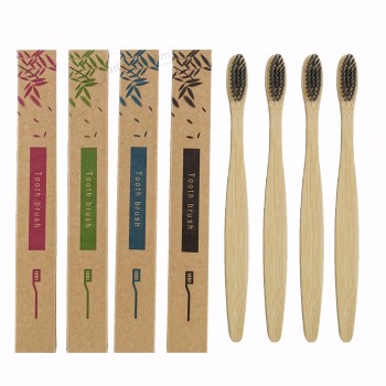CE approved BPA Free Biodegradable Charcoal Bristles OEM bamboo toothbrush with Customized Logo