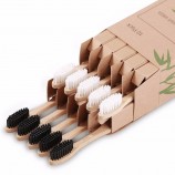 Brosse à dents en bambou avec logo personnalisé, ensemble de brosses à dents biodégradables écologiques biologiques pour adultes et adolescents