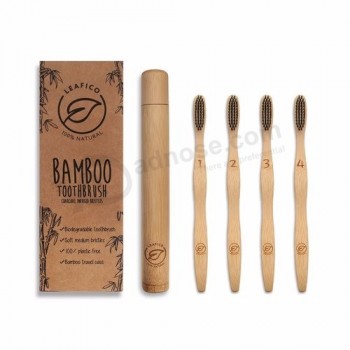 2020 Eco friendly OEM 4 pacco spazzolino organico carbone di bambù