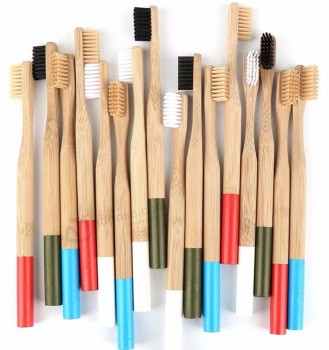 Vente en gros poils de bambou respectueux de l’environnement recyclable sans BPA 4 paquet biodégradable végétalien cadeau brosse à dents en bambou biologique