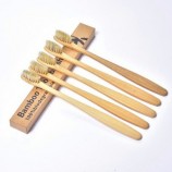 QS en gros naturel écologique biodégradable soie de charbon de bois brosse à dents bambou logo de gravure personnalisée brosse à dents en bambou