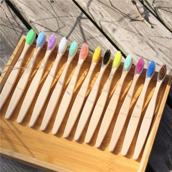 Brosse à dents en bambou 100 % naturelle, biodégradable, biologique et écologique, avec logo