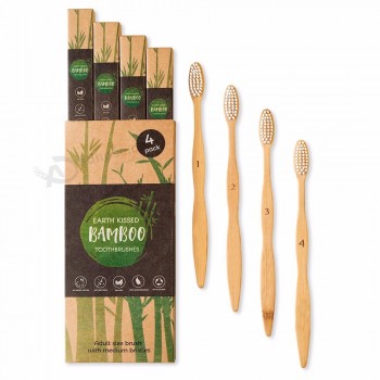 Prix de gros Étiquette de logo privé personnalisé 100 % naturel Biologique Dégradable Brosse à dents en bambou écologique