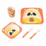 Ensemble de vaisselle pour enfants en fibre de bambou biodégradable et écologique de 5 pièces pour une alimentation saine