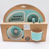 draagbare recycleerbare afbreekbare custom groothandel bamboevezel kinderservies sets diner set met display box