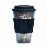 ECO réutilisable pour enfants en fibre de bambou eau potable tasses à café avec couvercle et manchon