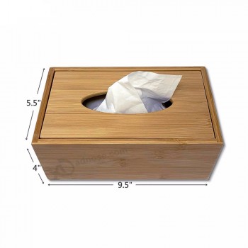 Vente en gros petit porte-serviette pas cher en bois de stockage en bambou boîte de mouchoirs rectangulaire