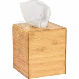 Natural living  rectangular bamboo wooden tissue box for wholesale