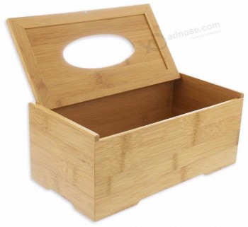 Boîte promotionnelle de support de papier de soie en bambou sculpté en bois sculpté