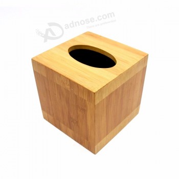 Environmental Square Bamboo Tissue Organiser Container Stand Tissue Paper Box Holder for Bathroom