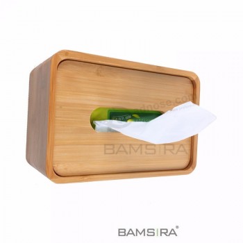 op maat gemaakte logo supermarkt servethouder creatieve bamboe / houten tissuedozen