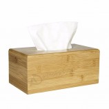 Housse de boîte de mouchoirs en bambou naturel, porte-serviettes de cuisine en bois rechargeable et distributeur, beige