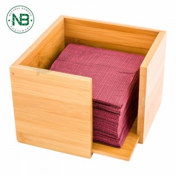Boîte à mouchoirs carrée en bambou naturel