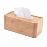 原木长方形竹经典纸巾盒