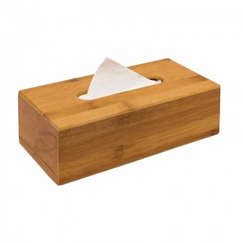 caja de pañuelos de madera de bambú ecológica natural para hotel y hogar