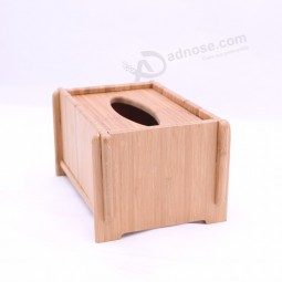 Simple design rectangular  bamboo napkin holder tissue box