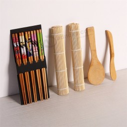 9pcs / set Fait maison Sushi Rouler Outils Tapis Gadget Bambou Sushi Kit de fabrication pour la fête de bureau de la famille