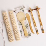 Kit de rouleaux à sushi en bambou et ensemble de service de baguettes en gros