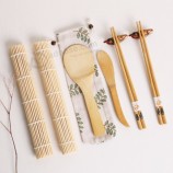 Kit de rouleaux à sushi en bambou et ensemble de service de baguettes en gros